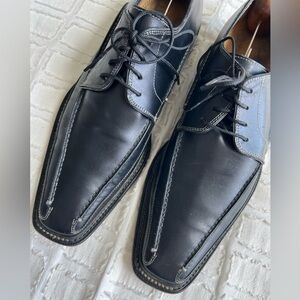 Antonio Maurizi Black Leather Handcrafted Square Toe Oxford Shoes Men’s 10